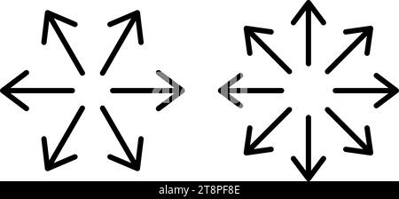 Versatile icon. Multifunction sign. Arrows pointing in different directions. Multipurpose symbol. Multi function line icon. Vector illustration on Stock Vector