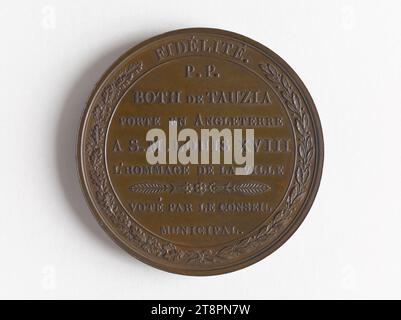 Entry of the duke of Angouleme in Bordeaux, March 12, 1814, Andrieu, Bertrand or Jean-Bertrand, Engraver in medals, Array, Numismatic, Medal Stock Photo