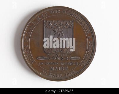 Entry of the Duke of Angouleme in Bordeaux, March 12, 1814, Andrieu, Bertrand or Jean-Bertrand, Engraver, Array, Numismatic, Medal Stock Photo