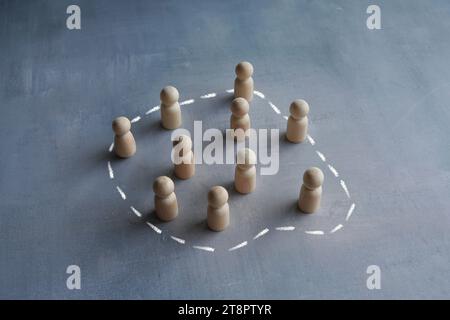 Gather people into one team. Sort people by common interests and criteria. Leadership, management skills concept. Stock Photo