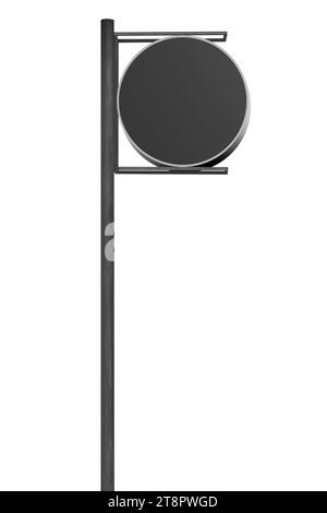 Empty round signboard for copy space isolated over white background ...
