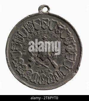 Federal Shooting Festival in Basel, 1879, Durussel, Edouard, Medal Engraver, Array, Numismatic, Medal, Pewter, Dimensions - Work: Diameter: 3.2 cm, Weight (type size): 10.12 g Stock Photo