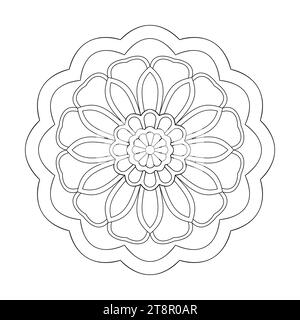 Celestial Circles mandala colouring book page for KDP book interior. Peaceful Petals, Ability to Relax, Brain Experiences, Harmonious Haven, Peaceful P Stock Vector