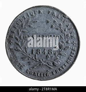 Adoption of the Constitution of the Second Republic, November 4, 1848, Array, Numismatic, Medal, White copper, Paris, Dimensions - Work: Diameter: 3.1 cm, Weight (type dimension): 18.56 g Stock Photo