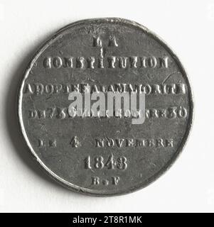 Adoption of the Constitution of the Second Republic, November 4, 1848, Array, Numismatic, Medal, White copper, Paris, Dimensions - Work: Diameter: 3.4 cm, Weight (type dimension): 16.08 g Stock Photo