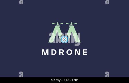 Drone Camera M Letter Logo Icon Design Stock Vector