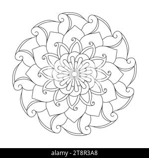 Mandala Symmetrical Splendour Children colouring book page for KDP book interior. Peaceful Petals, Ability to Relax, Brain Experiences, Harmonious Haven Stock Vector
