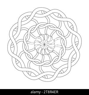 Celtic mandala Zen zenith colouring book page for KDP book interior.  Peaceful Petals, Ability to Relax, Brain Experiences, Harmonious Haven, Peaceful Stock Vector