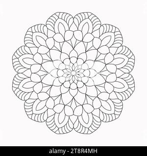 Mandala Design Luminous Labyrinth colouring book page for KDP book interior. Peaceful Petals, Ability to Relax, Brain Experiences, Harmonious Haven, Stock Vector