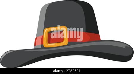 Thanksgiving hat isolated. Pilgrim hat. Autumn outfit for the harvest festival. Vector illustration. Stock Vector