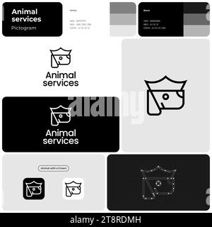High quality pet products monochrome line business logo Stock Vector