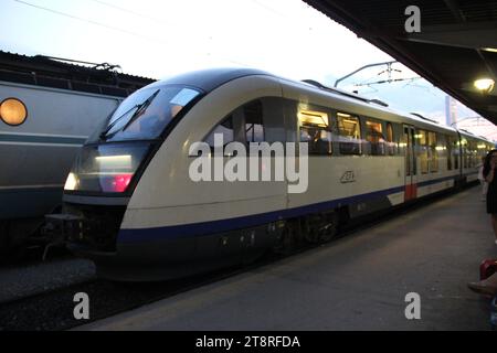 Romanian Railway (CFR) Fast Passenger Train, Bucharest North Railway Station, Romania Stock Photo