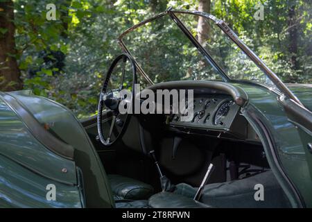 Early (1948) left hand drive Jaguar XK120 classic British sports car Stock Photo