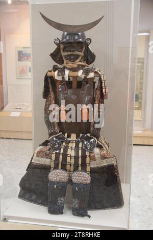 Samurai Warrior Armor, Chiba City Folk Museum, built in ancient style of Chiba Castle, Chiba, Japan Stock Photo