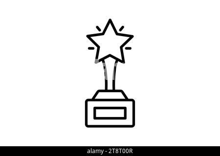excellence icon. trophy with stars. icon related to core values. line icon style. simple vector design editable Stock Vector
