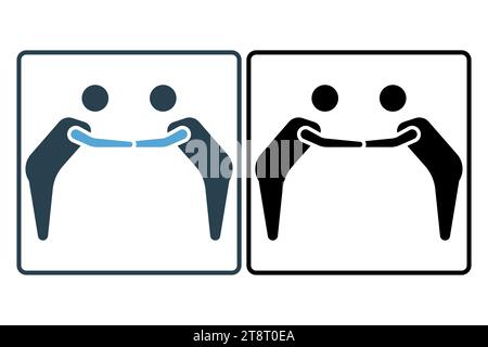 respect icon. bowing with handshake. icon related to core values, business, deal. solid icon style. simple vector design editable Stock Vector