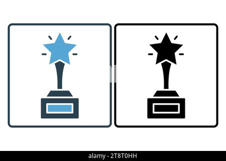 excellence icon. trophy with stars. icon related to core values. solid icon style. simple vector design editable Stock Vector