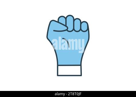 courage icon. hands clenched. icon related to core values. flat line icon style. simple vector design editable Stock Vector