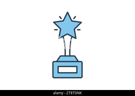 excellence icon. trophy with stars. icon related to core values. flat line icon style. simple vector design editable Stock Vector