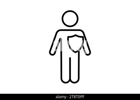 integrity icon. human with shield. icon related to core values. line icon style. simple vector design editable Stock Vector