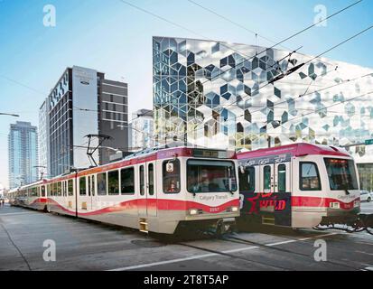 C Train Calgary, The CTrain (originally C-Train) is the light rail transit (LRT) component of Calgary Transit, the public transit service owned by the City of Calgary and operated through its Transportation Department Stock Photo