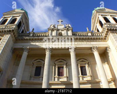 Cathedral of Blessed Sacrament, The Cathedral of the Blessed Sacrament is located in the city centre of Christchurch, New Zealand, New Zealand. It is the mother church of the Roman Catholic Diocese of Christchurch, New Zealand and seat of the Bishop of Christchurch, New Zealand Stock Photo