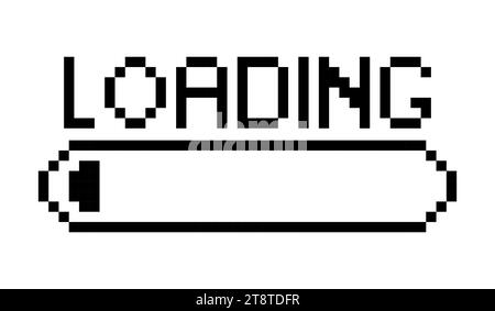 Loading sign with one division line icon. Internet speed, downloading, uploading data, connection, file, pixel style. Multicolored icon on white backg Stock Vector