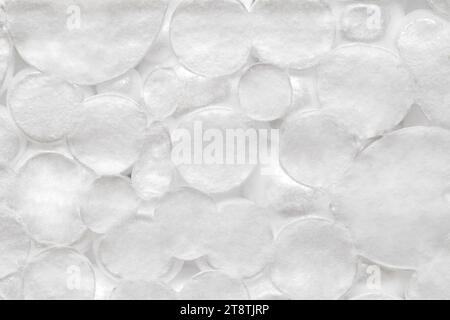Expanded polystyrene foam porous material white cells circle, close-up macro representing foamed, top view Stock Photo