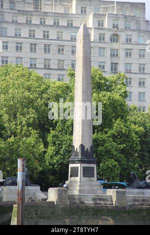 London Cleopatra's Needle, Egyptian Obelisk, London, England, UK Stock Photo