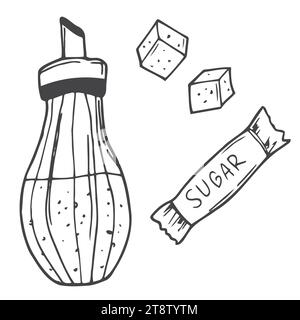 Set of sugar vector illustration with black and white hand drawn style isolated Stock Vector