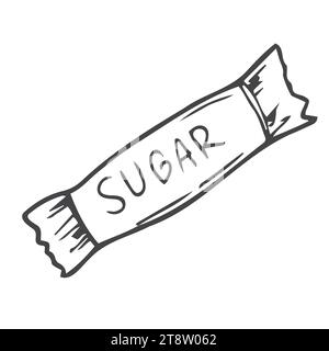 sugar sachet for cafe concept vector illustration. hand drawing doodle linear icon Stock Vector