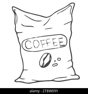 Coffee bag doodle icon. Hand drawn package Stock Vector