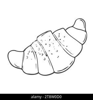 Vector hand drawn croissant icon badge bakery for design menu cafe, label and packaging. Croissant icon badge bakery. Stock Vector