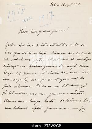 Letters sent, Hugo Simberg to his wife Anni Simberg (née Bremer) 21.9.1910, Helsinki Stock Photo