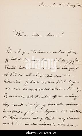 Letters sent, Hugo Simberg to his wife Anni Simberg (née Bremer) 6.8.1908, Niemenlautta Stock Photo