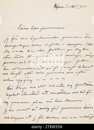 Letters sent, Hugo Simberg to his wife Anni Simberg (née Bremer) 3.10.1910, Helsinki Stock Photo
