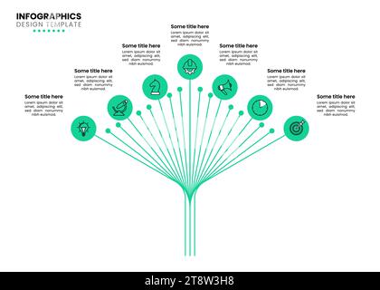Infographic template with icons and 7 options or steps. Abstract tree. Can be used for workflow layout, diagram, webdesign. Vector illustration Stock Vector