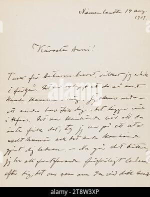 Sent letters, Hugo Simberg to his wife Anni Simberg (née Bremer) 14.8.1909, Niemenlautta Stock Photo