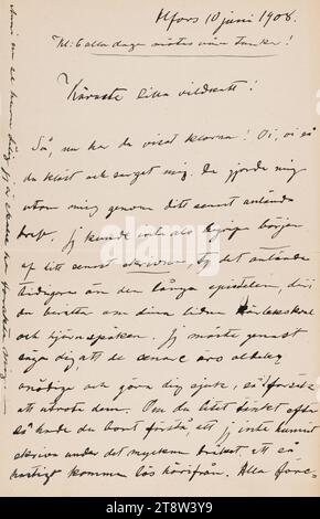 Letters sent, Hugo Simberg to his wife Anni Simberg (née Bremer) 10.6.1908, Helsinki Stock Photo