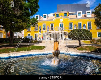 Fountain in the old town area of Portimao in the Faro District of the Algarve in Portugal Stock Photo