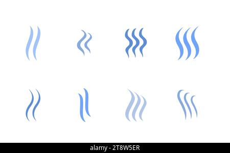 Aroma or smell puff vector icon set. Scent logo design elements collection. Isolated objects. Stock Vector