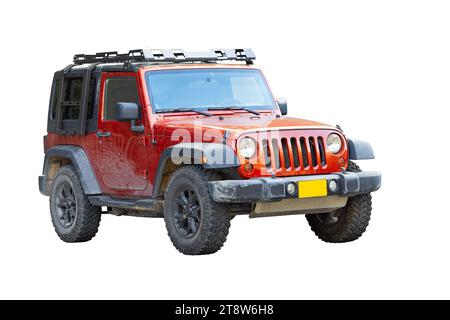 red SUV isolated on white background Stock Photo