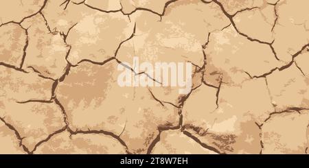 Dry earth vector. Dried ground - cracked mud background. Climate change drought concept. Stock Vector