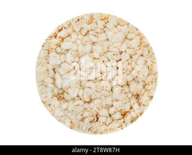 Puffed rice bread, rice cakes, round diet crispbreads, healthy dietary product, isolated on white background with clipping path, element of packaging Stock Photo