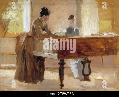 Albert Edelfelt, 21.7.1854, Kiiala manor, Porvoo municipality, 18.8.1905, Haikko, Porvoo municipality, In the Drawing Room at Haikko, study for An Old Tune, 1888, 32 × 40 cm, oil, wood Stock Photo