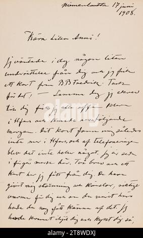 Letters sent, Hugo Simberg to his wife Anni Simberg (née Bremer) 17.6.1908, Niemenlautta Stock Photo