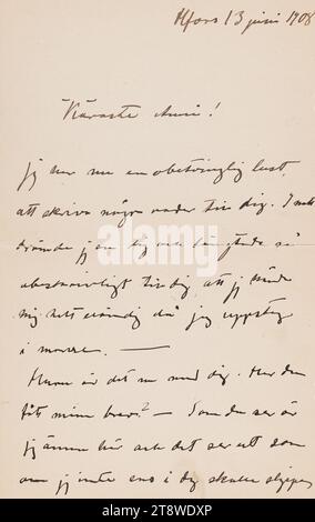 Letters sent, Hugo Simberg to his wife Anni Simberg (née Bremer) 13.6.1908, Helsinki Stock Photo