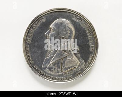 Charles Cornwallis (1738-1805), First Marquess of Cornwallis, British General, 1802, Hancock, John Gregory, Medal Engraver, In 1802, Numismatic, Medal, Sizes - Workmanship: Diameter: 3.8 cm, Weight (type size): 27.24 g Stock Photo