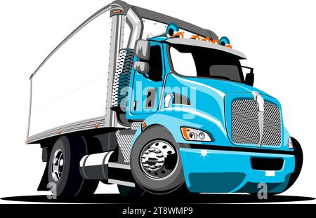 Cartoon delivery cargo truck. Available EPS-10 vector format separated by groups and layers with transparency effects for one-click recolour Stock Vector