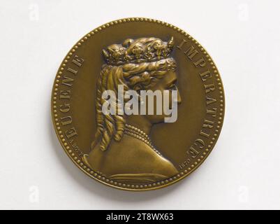 Eugénie de Montijo (1826-1920), Empress of the French (1853 -1870), 1870, Bovy, Antoine, Engraver in medals, Array, Numismatics, Medal, Dimensions - Work: Diameter: 5 cm, Weight (type dimension): 64.67 g Stock Photo